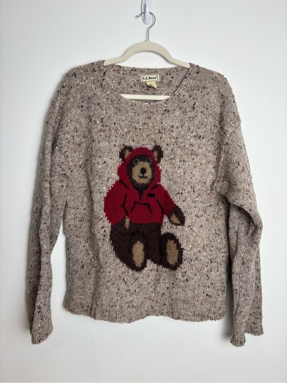 L.L. Bean Vintage Bear Sweater Women’s L Large Wool Blend Knit Graphic Rare